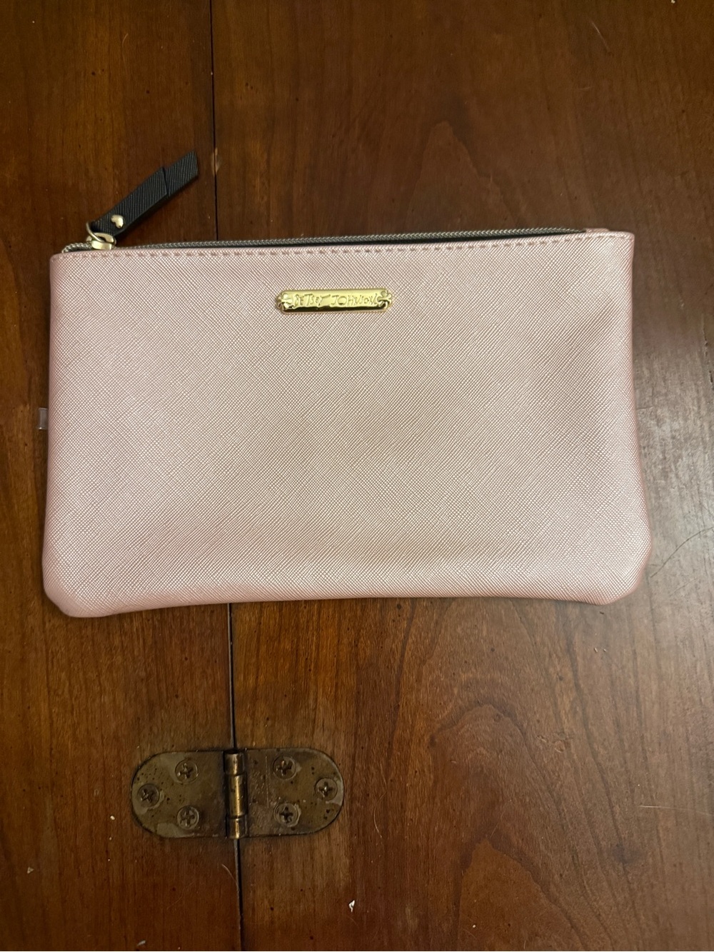 Betsy Johnson Pink Saffiano Zip Pouch
